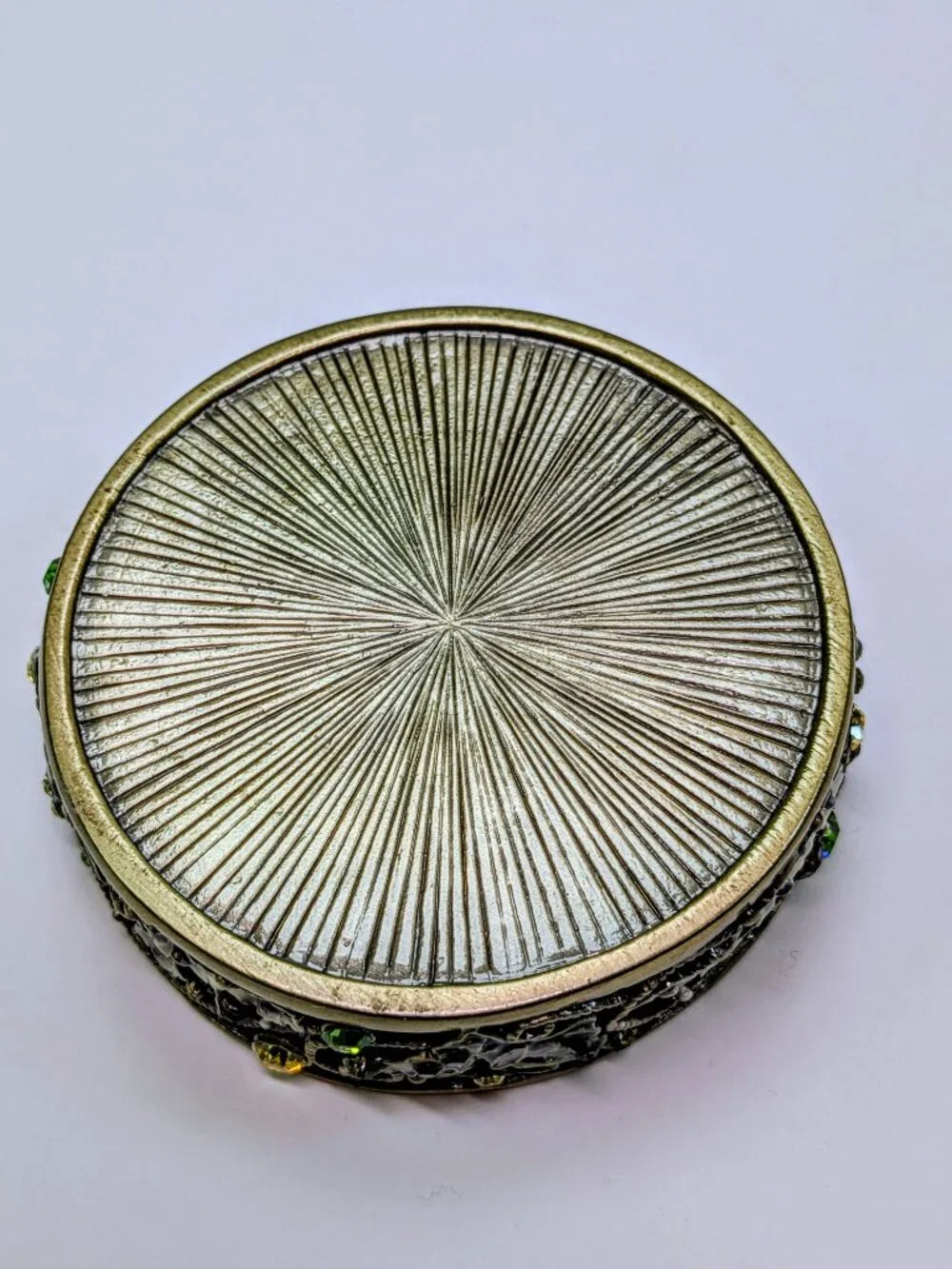Magical Floral & Butterfly Keepsake Jeweled Trinket Box Metal, Enamel w Box